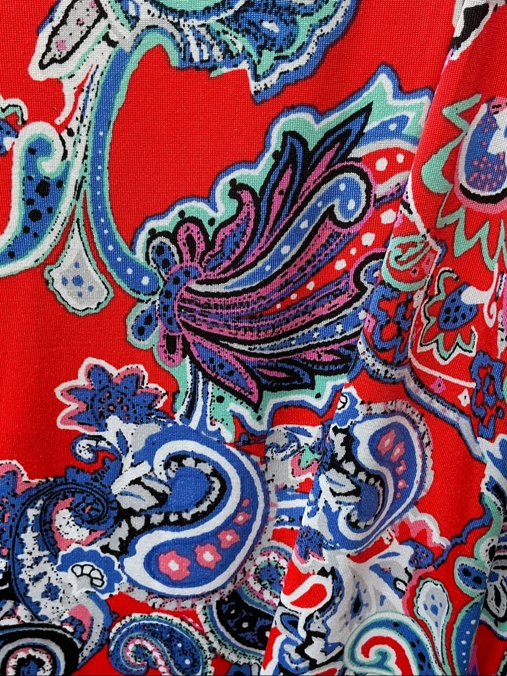 Avenue Red Paisley Maxi Dress with Blue and White Accents - Picture 7 of 8